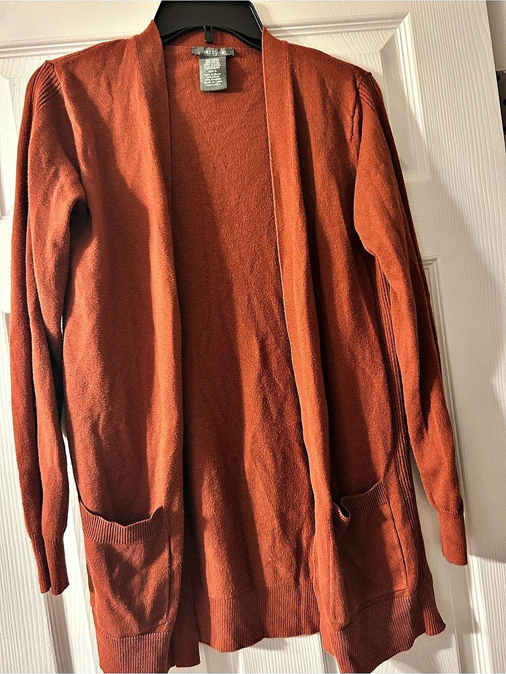matty Medium Open Front Cardigan in Orange Size Medium